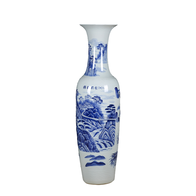 Thousands of flame jingdezhen ceramics of large blue and white landscape has a long history in the hand is blue and white porcelain vase splendid future