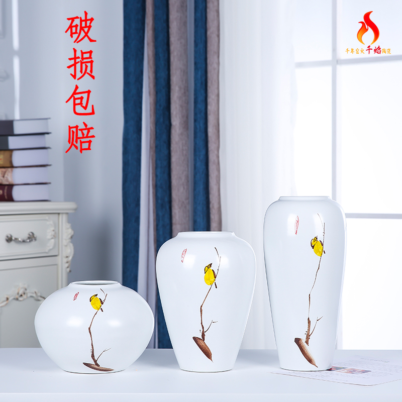 Jingdezhen ceramics vase furnishing articles of modern Chinese style living room TV cabinet lucky bamboo dried flowers flower arrangement home decoration