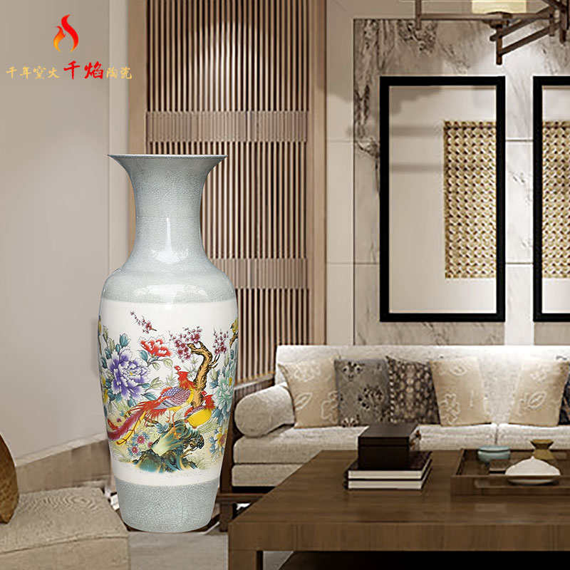 Jingdezhen ceramic sitting room of large vase household flower arranging hotel villa feng shui act the role ofing is tasted furnishing articles birds pay homage to the king