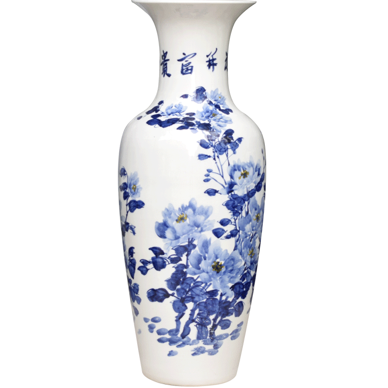 Jingdezhen ceramic pure hand draw large vase sitting room feng shui furnishing articles blooming flowers, flower arranging hotel arts and crafts