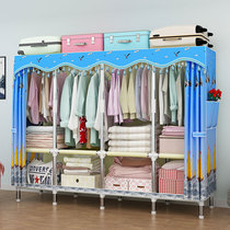 Steel tube cloth wardrobe simple wardrobe thickened reinforcement thickened cotton simple modern economy three-person family wardrobe