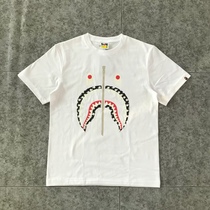 Bape summer short-sleeved boys Trapes head shark zipper camouflage print loose cotton round neck couple T-shirt