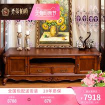 Luxurious American Solid Wood TV Cabinet Wine Cabinet Combined Eu Style Living Room Retro Storage TV Cabinet Shorter cabinet 1 8 m