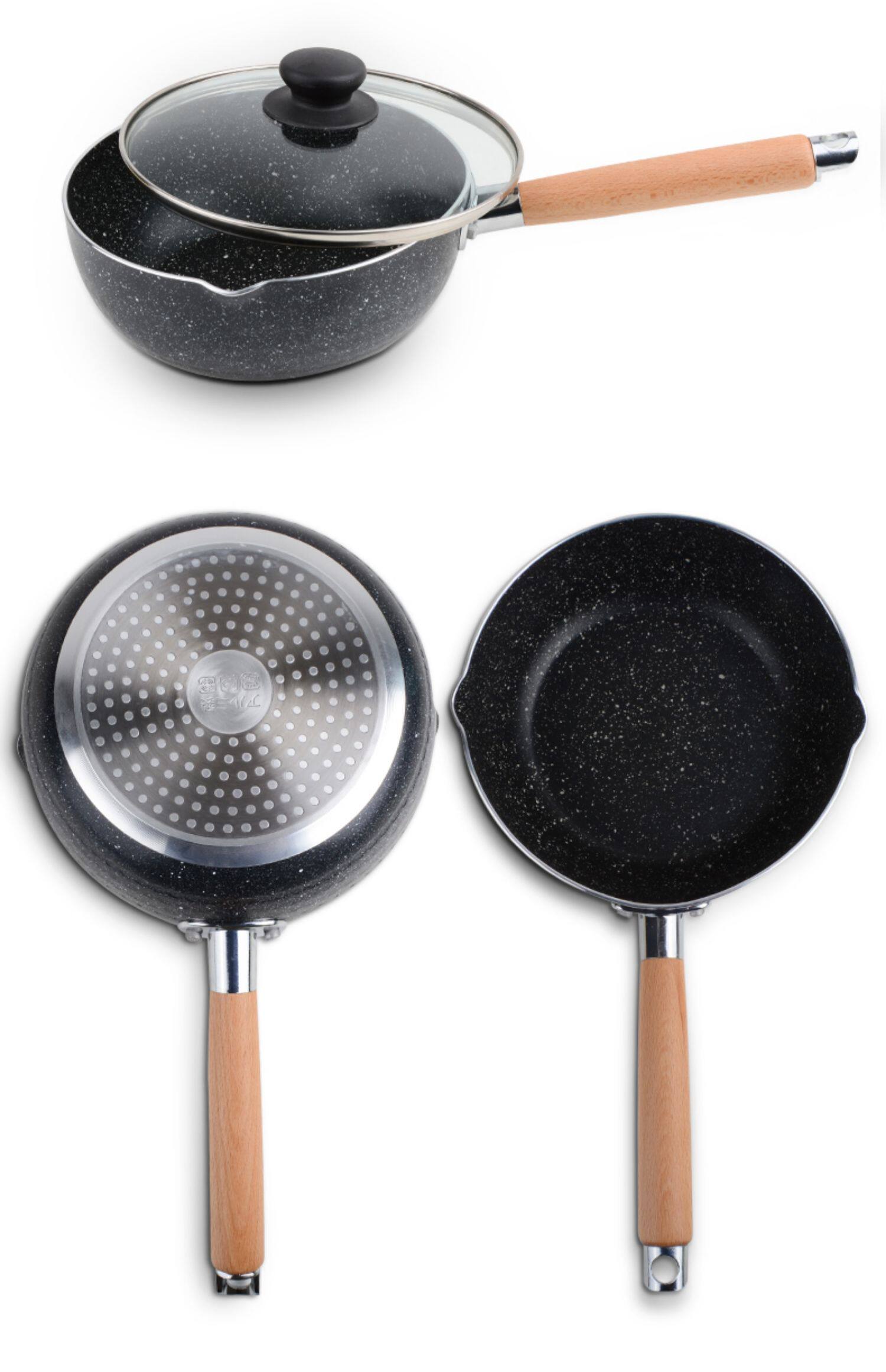 日式麦饭石雪平锅不粘婴儿小奶锅宝宝辅食锅煮泡面热牛奶家用汤锅_就