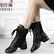 Belle Dancing Shoes Womens Summer Genuine Leather Mesh Dancing Shoes Womens Squares Dance Shoes Water Soldiers Dance Boots Women Soft Bottoms Dancing Shoes