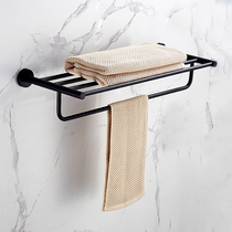 All-copper hanging towel rack Bathroom bath towel rack Bathroom hardware pendant set black punch-free wall hanging rack