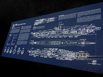 World War II German U570 U-boat U571 sister ship U boat structure blueprint poster decorative painting