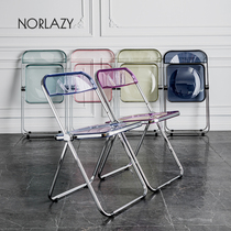 Nordic transparent folding chair Electroplated stool backrest Simple modern Acrylic dining chair Plastic crystal negotiation chair