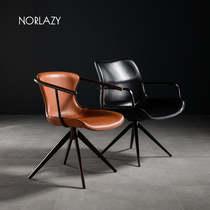 Lazy space backrest Cafe armrest Office negotiation Wrought iron computer chair Light luxury wind designer saddle leather chair