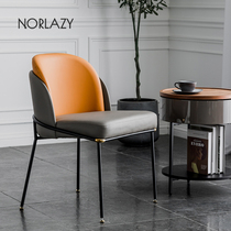 Nordic light luxury backrest dining chair Household modern simple industrial wind leather chair Net Red cafe single negotiation chair