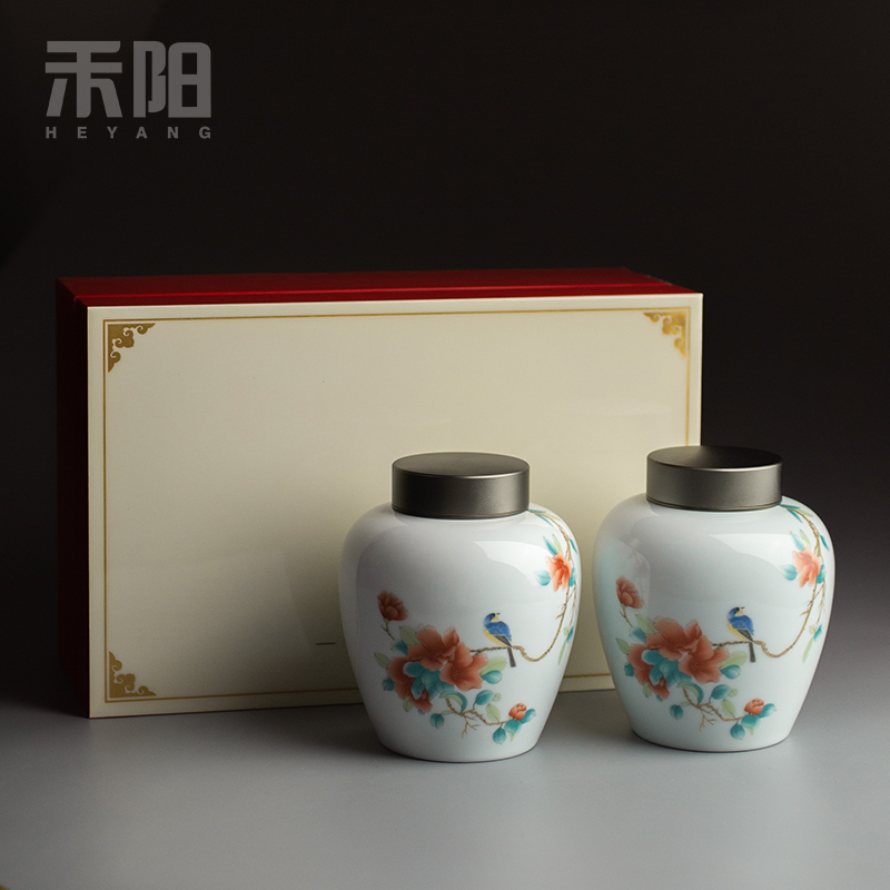 Send Yang ceramic tea caddy fixings warehouse household seal up tea POTS organizing, caddy fixings box set