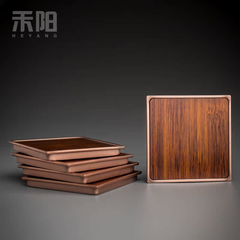 Send Yang or golden cup mat tea cup wood, bamboo cup mat cup Japanese tea cup holder frame tea MATS