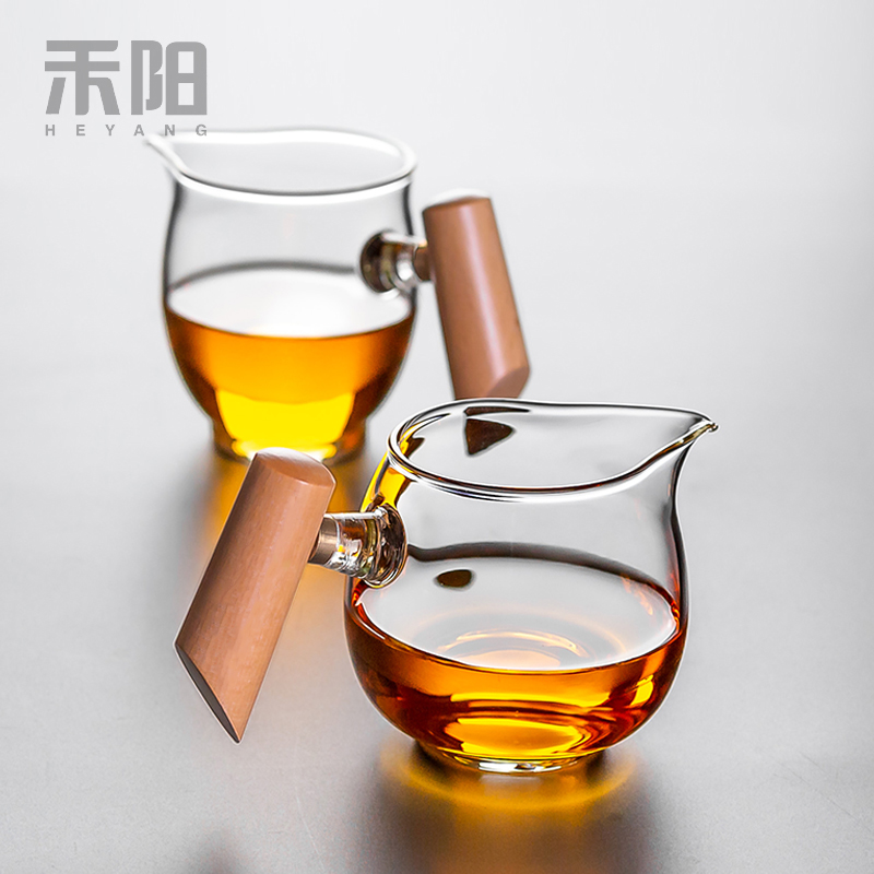 The grain YangMu fair manual heat - resistant glass tea cup points is thickening glass tea tea set fittings of Japanese tea taking