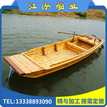 Wooden boat fishing boat antique boat glass steel boat hand rowing wooden boat fishing boat leisure sightseeing boat park tour