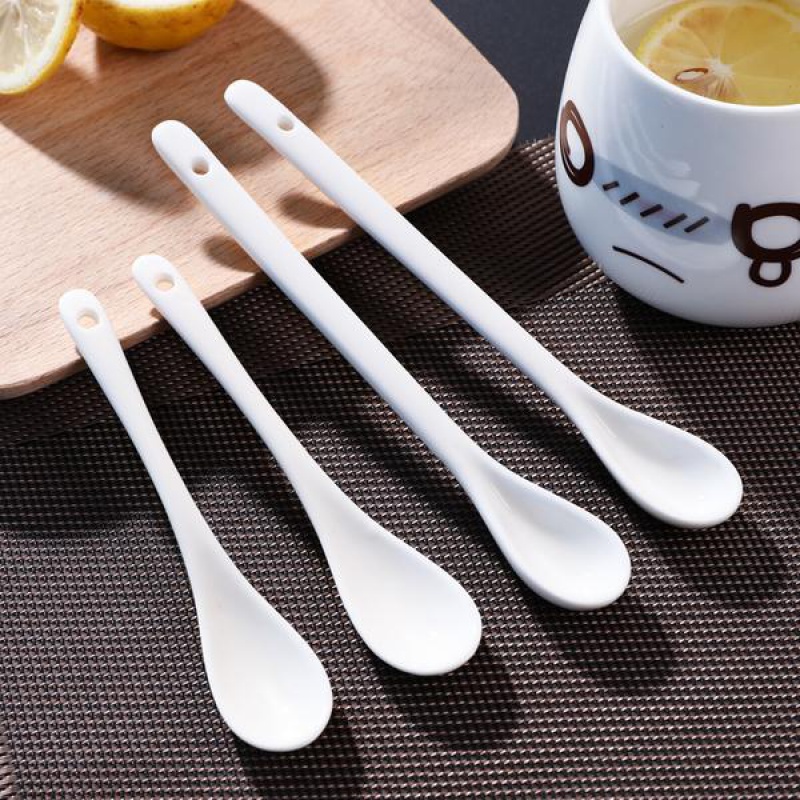 Small coffee spoon stirring spoon ceramic short shank run Chinese long - handled smoothies mixing spoon, dessert spoon ceramic spoon