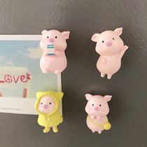 ins cute 3D solid piggy piggy magnetic fridge post whiteboard fixed photo wall Magnetic patch 4 sets