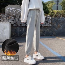 Pregnant women pants winter fashion wear elastic pants sports leisure toe plus velvet padded winter leggings women