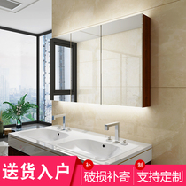 Bathroom mirror cabinet custom simple bathroom full mirror Wall-mounted mirror box led light toilet wash toilet mirror