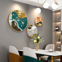New Chinese restaurant decoration painting nine fish picture hanging painting dining room high-end background wall modern simple creative wall painting