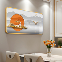 Restaurant decorative painting clock 2021 New with clock hanging painting new Chinese style modern simple background wall painting single