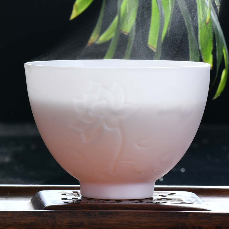 Xu dehua suet white jade porcelain ink individual sample tea cup cup biscuit firing household contracted single CPU kung fu tea cups