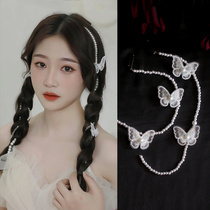 Yang surpassed the same pearl hair accessories braided hair rope butterfly hairclip temperament side clip bead string dirty braid tie hair headwear