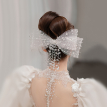 Bridal headwear Han style styling minimalist wedding dress Accessories Super Fairy White Flow Sunets butterfly knot hair clip