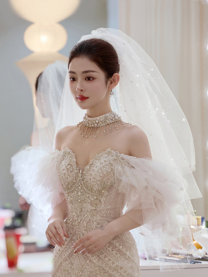 신부 머리 장식, 헤어 빗, 세련된 간단한 웨딩 사진 액세서리, 흰색 미세 반짝이, 슈퍼 요정 아름다운 긴 베일 신부 머리 장식, 헤어 빗, 세련된 간단한 웨딩 사진 액세서리, 흰색 미세 반짝이, 슈퍼 요정 아름다운 긴 베일
