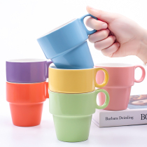 Household simple stacking cup mug 6 sets Personality trend ceramic coffee cup Tea cup Water cup Living room