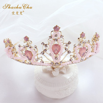 Children Crown Headdress Children Princess Girl Crown Crystal Pink Hairband Birthday Show Dress