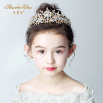 Crown headdress Princess Cute Children Crystal Crown Little Girl Party Golden Birthday Performance Aisha Hair Hoop