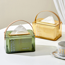 Tissue box living room high-end light luxury Japanese-style rebound paper box with spring home ins style modern napkin storage
