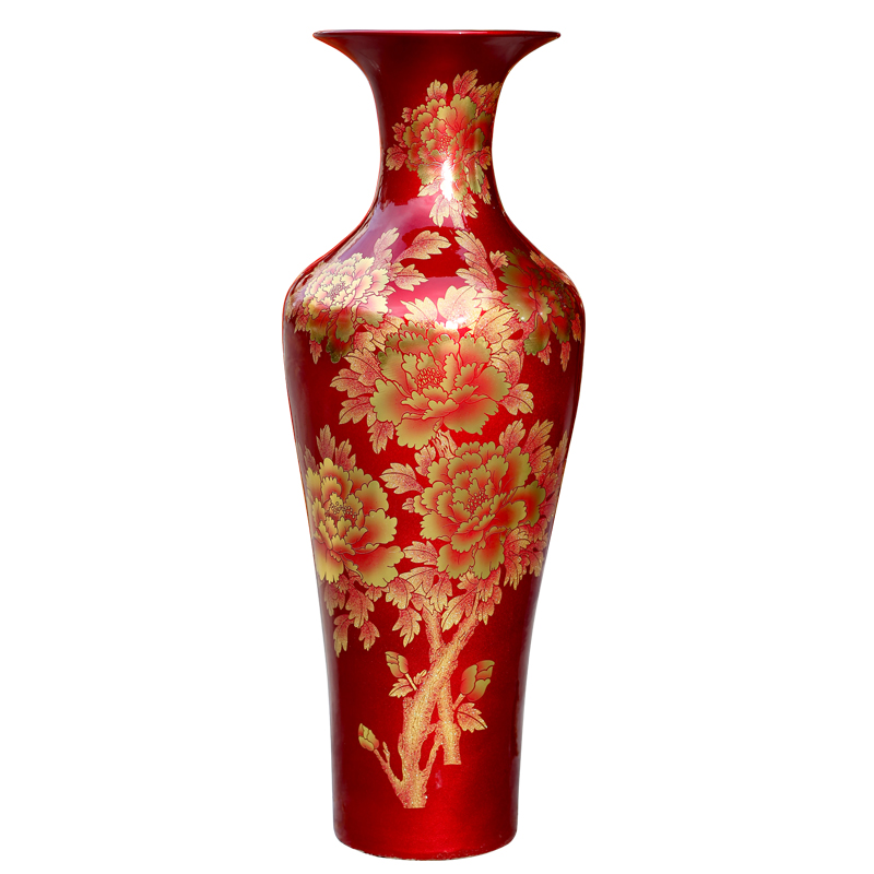 Jingdezhen ceramics gold peony of large vases, sitting room of Chinese style household decorations TV ark, porch place