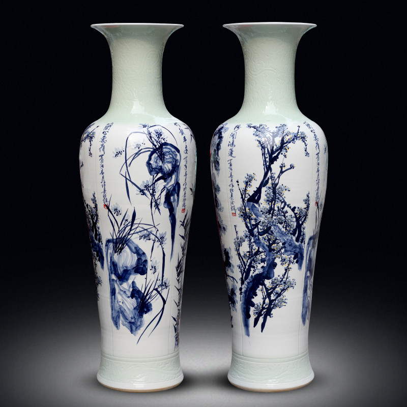 Jingdezhen ceramics big vase by patterns the opened new Chinese style villa hotel, sitting room decorate floor furnishing articles