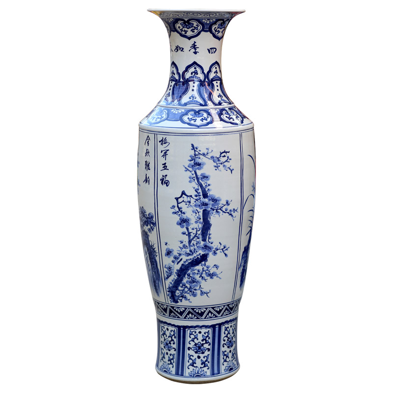 Jingdezhen blue and white porcelain hand - made by patterns ground ceramic vase home sitting room adornment furnishing articles study