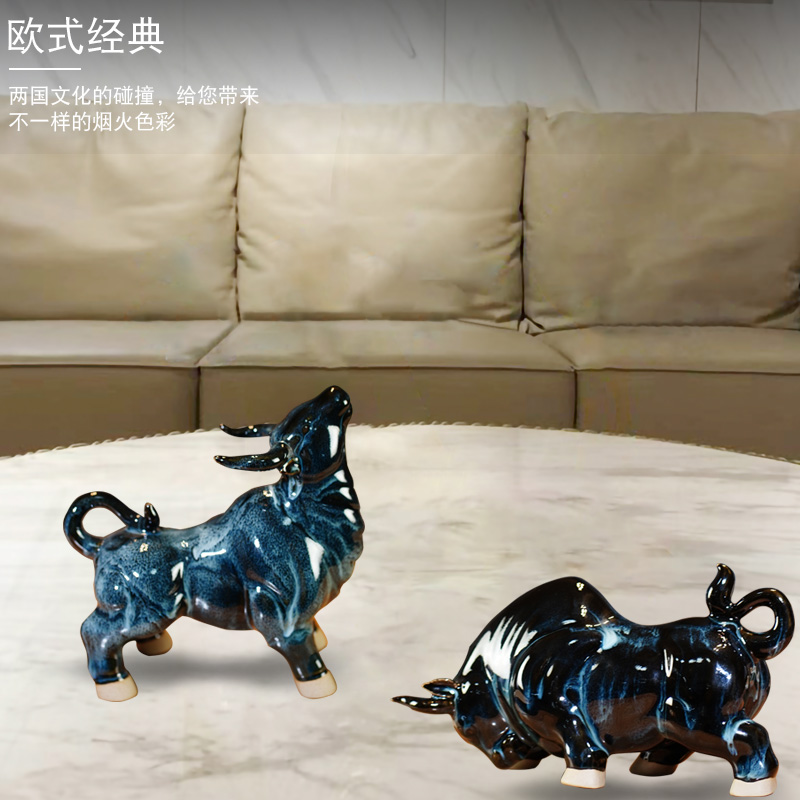 Jun porcelain of jingdezhen ceramics up its zodiac cattle mesa furnishing articles study office sitting room adornment