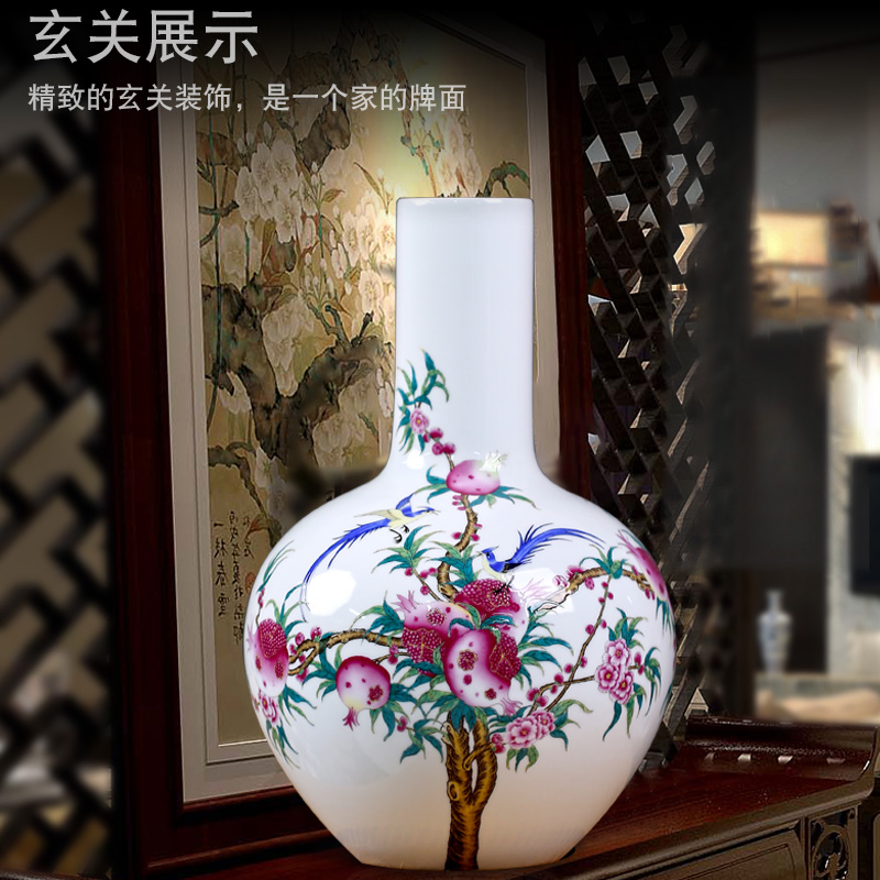 Jingdezhen ceramic landscape painting flower vase sitting room of Chinese style household furnishing articles mesa porch rich ancient frame ornaments