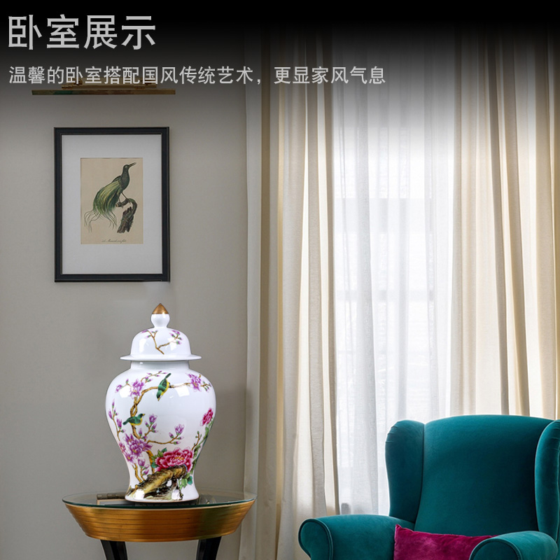 Jingdezhen ceramic landscape painting flower vase sitting room of Chinese style household furnishing articles mesa porch rich ancient frame ornaments