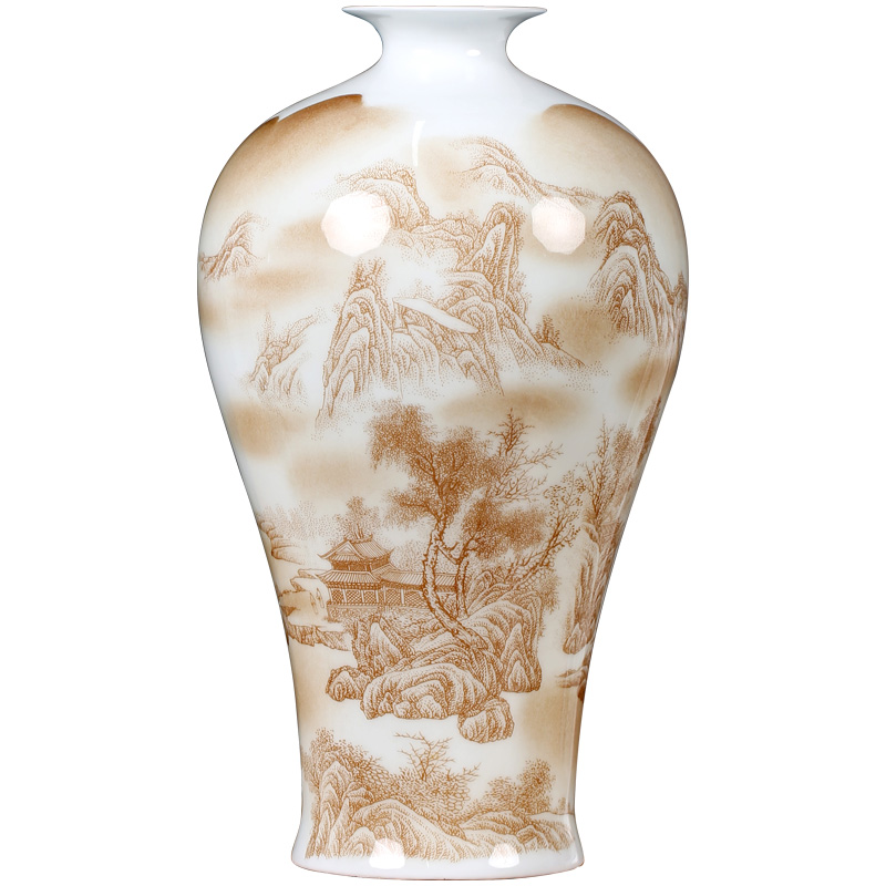 Jingdezhen ceramics mesa of landscape painting flower arranging floret bottle home sitting room rich ancient frame TV ark, furnishing articles