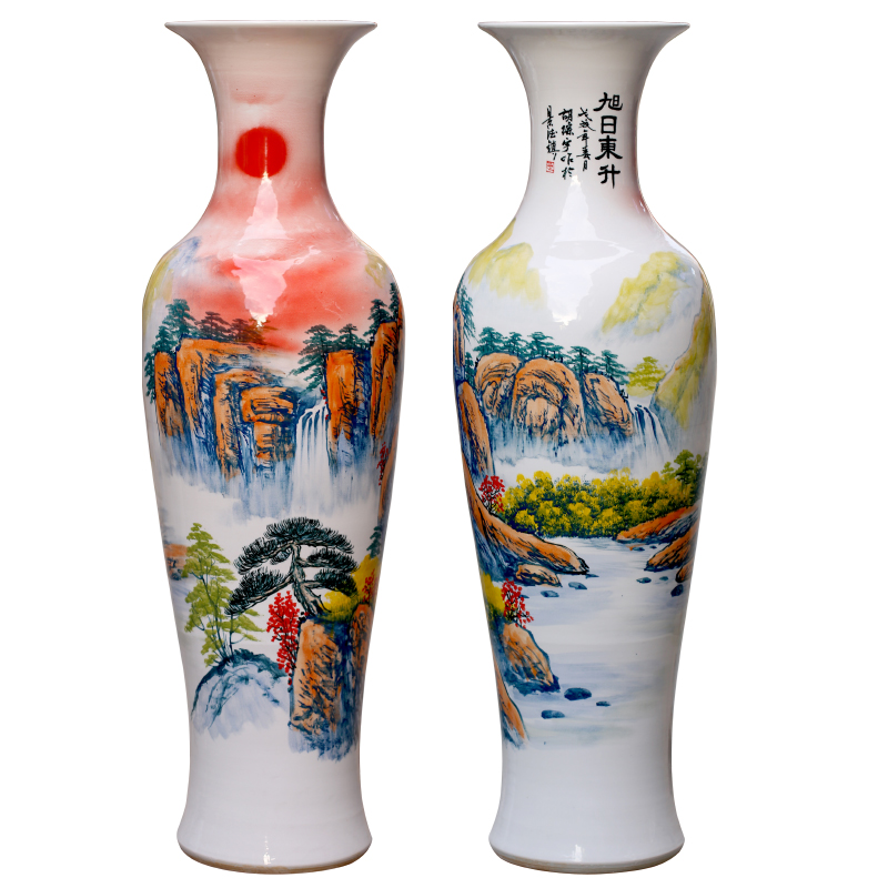 Jingdezhen ceramics of large vases, new Chinese style living room large hand - made the sunrise hotel gift furnishing articles