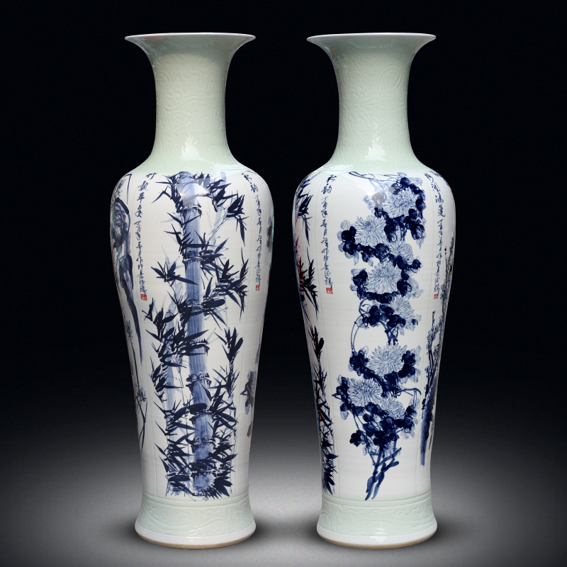 Jingdezhen ceramics big vase by patterns the opened new Chinese style villa hotel, sitting room decorate floor furnishing articles