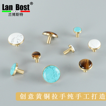 Drawer cabinet door Wardrobe cabinet Cabinet handle Amber simple pure copper creative Brass Nordic personality handle European style