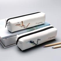 Nine years six classes Korean version of simple girls small fresh pencil bag large capacity pencil box Boy high school students solid color cortex junior high school students Korean primary school students creative multi-functional childrens stationery box