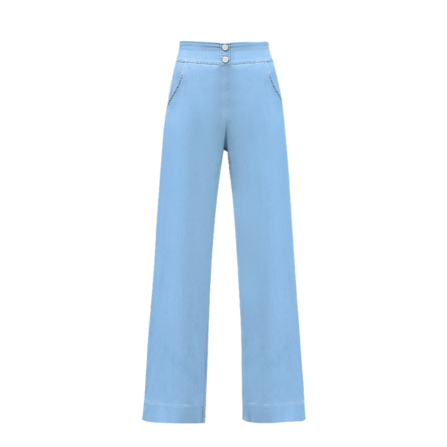 Summer Tencel denim wide-leg pants women's high waist loose elastic drape ice silk thin section mopping thin straight pants Summer Tencel denim wide-leg pants women's high waist loose elastic drape ice silk thin section mopping thin straight pants