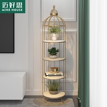 鸟笼置物架北欧花架简约客厅落地多层大理石花架室内陈列架欧式