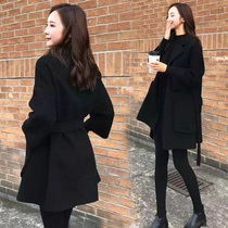womens fashionable korean style loose all match reversible cashmere woolen coat with short woolen coat