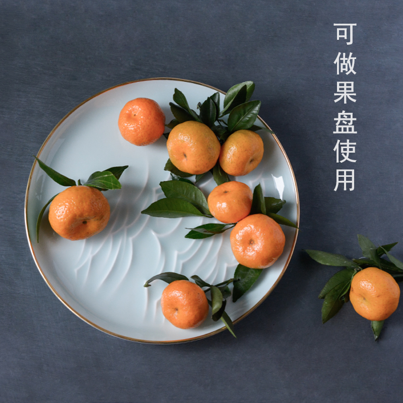 Bright product the original design shadow celadon ceramic pot of tea tray bearing dry home compote large paint jingdezhen plate