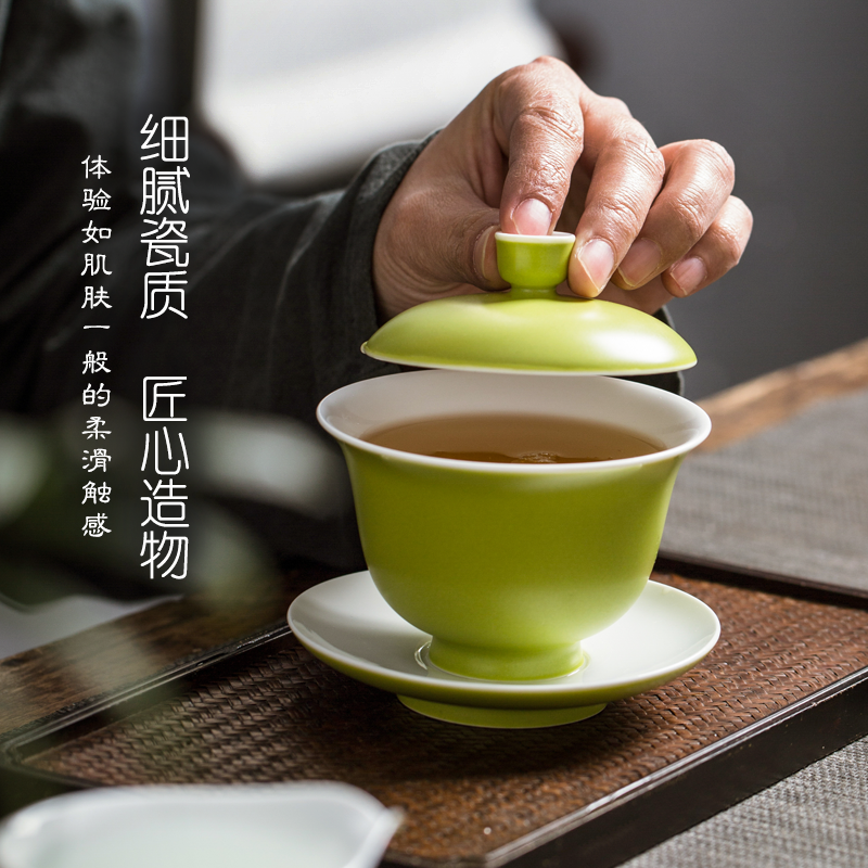 Three tureen large single tea bowl cups of jingdezhen restoring ancient ways is not only a hot checking ceramic tea set