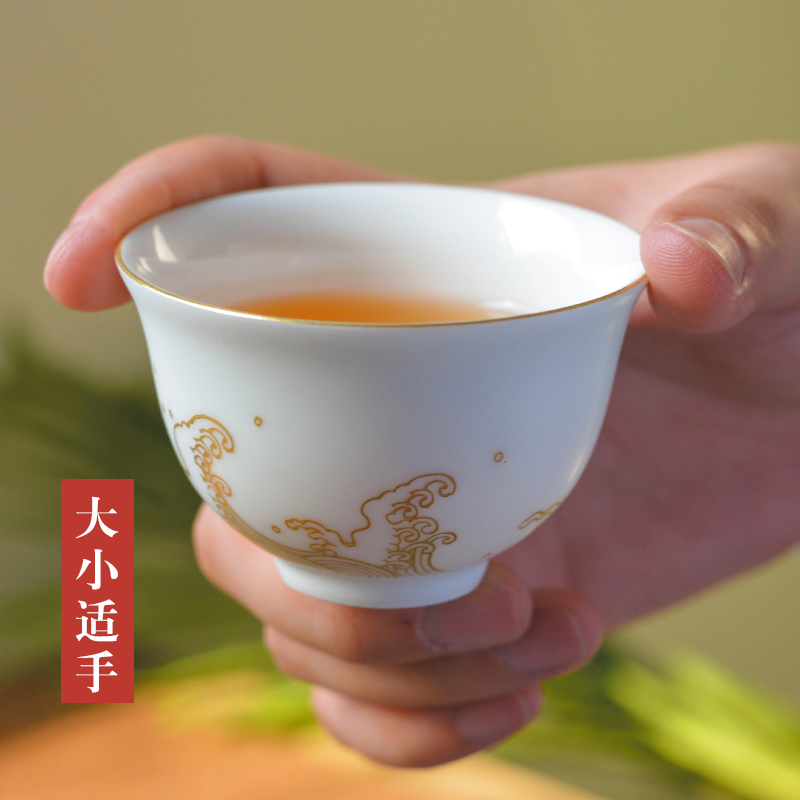 Pure hand - made manual single cup water line large cups of jingdezhen kung fu tea set ceramic sample tea cup masters cup