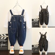 Korean boys spring jeans baby Korean version of backpack pants Children 3 new pants boys 5 trousers tide childrens clothing